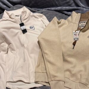 Straight Down Beige and Cream Fleece Pullovers